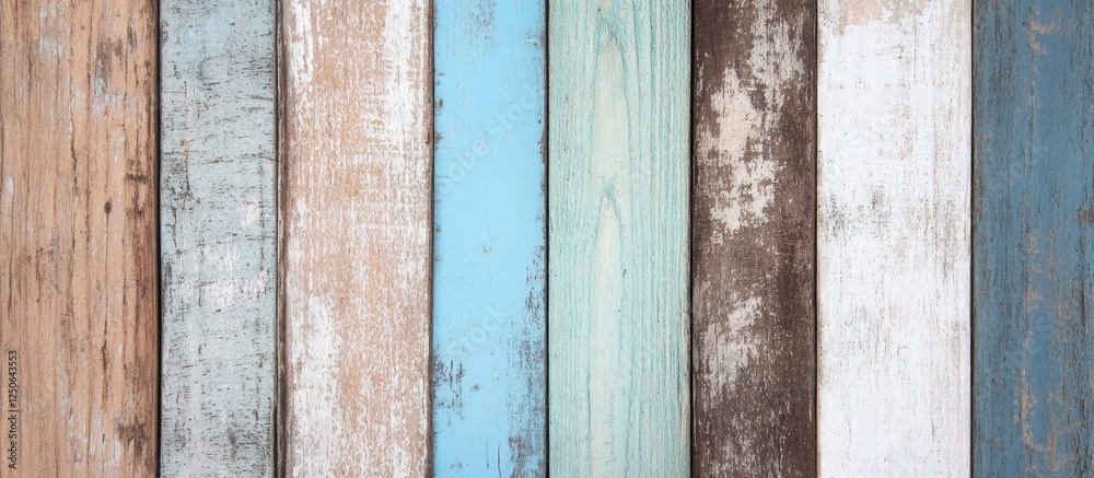 Poster sandy weathered wooden planks in various colors ideal for backgrounds and rustic design elements
