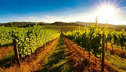 Naklejka premium vineyard with rows of grapevines 