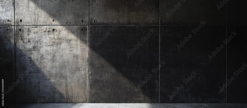 Poster dark textured concrete wall with low lighting and shadows ideal for dramatic backgrounds in photogra