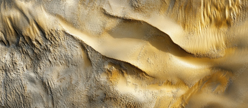 Aufkleber Textured sand dunes in Vietnam showcasing natural patterns and formations under sunlight creating an abstract landscape view.