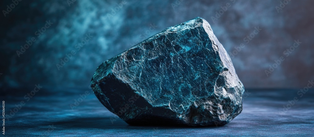 Poster dark blue solid rock showcasing unique textures and colors on a contrasting background ideal for nat