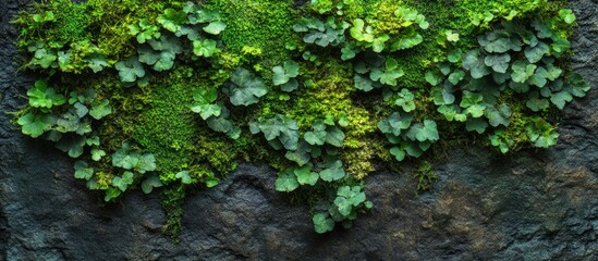 Lush Green Wall Texture Featuring Vibrant Moss and Ivy Leaves Creating a Natural and Serene Background for Nature Inspired Designs