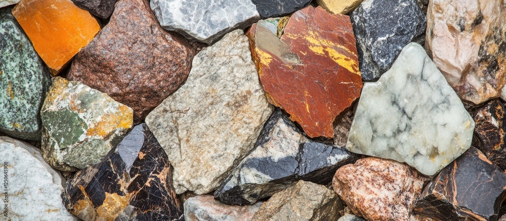 Aufkleber Colorful natural stone texture background with various shapes and sizes creating a visually striking design for creative projects.