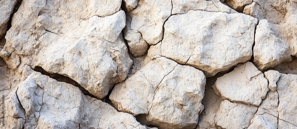 Poster limestone rock texture background with cracks detailed stone wall for natural design and constructio