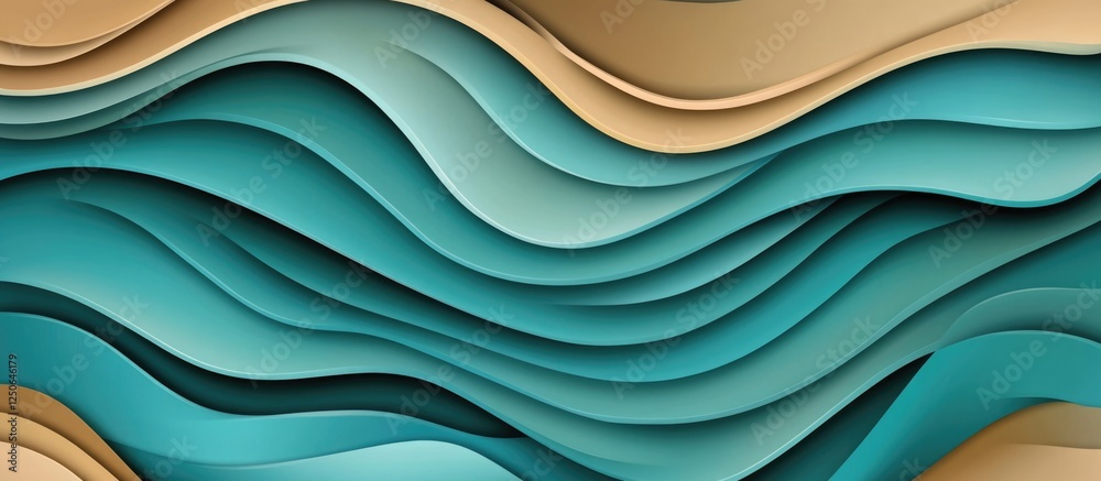 Aufkleber Seamless abstract wavy background featuring blue green and brown tones with open space for text or design elements
