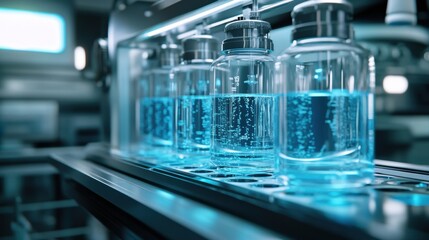 Hydrogen fuel cell water byproduct, futuristic energy lab, pure water condensing from fuel cell reaction, sleek high-tech design