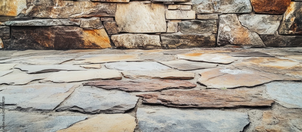Poster textured stone wall and floor with a rugged appearance ideal for backgrounds or architectural design