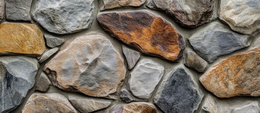 Aufkleber Natural rock stone wall texture with various colors and shapes ideal for background design in architecture or landscaping projects