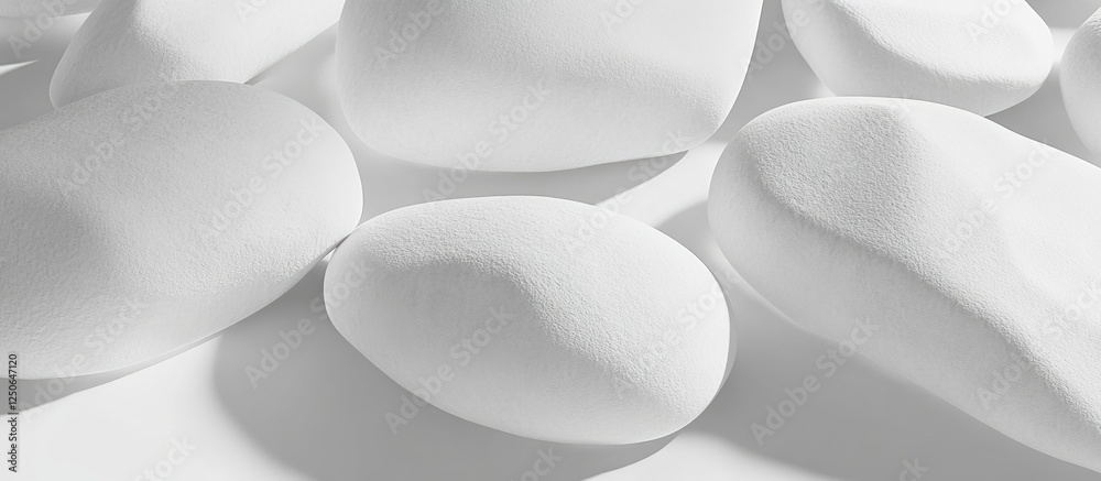Aufkleber Smooth white stones arranged for a minimalistic background design, ideal for serene and modern compositions in various projects.