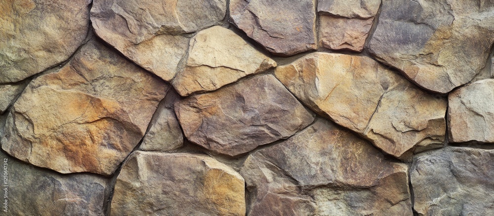 Poster natural stone wall texture with varied colors and shapes ideal for backgrounds, design projects, or 