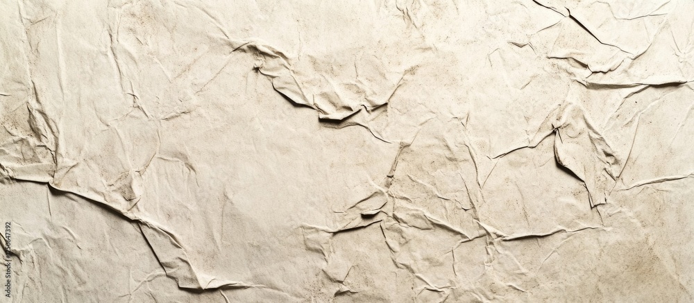 Poster beige crumpled craft paper texture with blank space for creative projects or scrapbook backgrounds