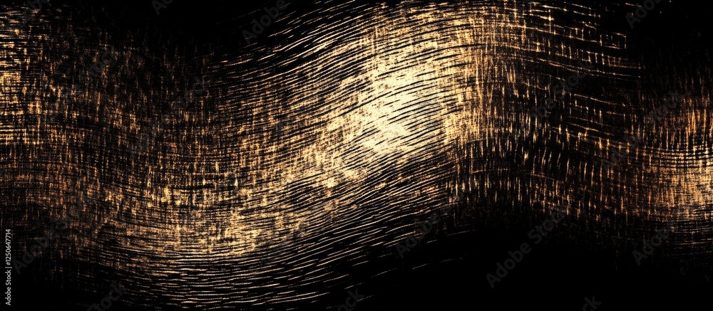 Aufkleber Textured abstract background with golden scratch marks illuminated against a dark backdrop for artistic and design applications.