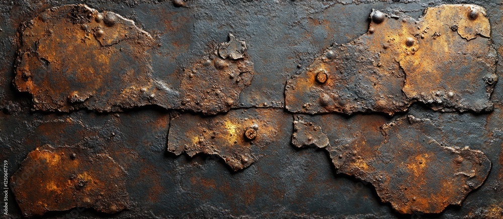 Poster Rusty vintage metal panel texture with empty space for personalized design or branding elements. Perfect for backgrounds or overlays.