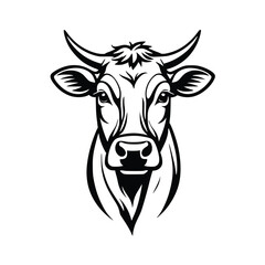 black and white cow head icon
