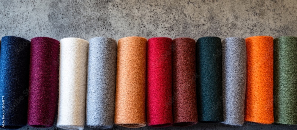 Aufkleber colorful rolls of felt fabric arranged neatly showcasing a vibrant spectrum of colors for crafting a