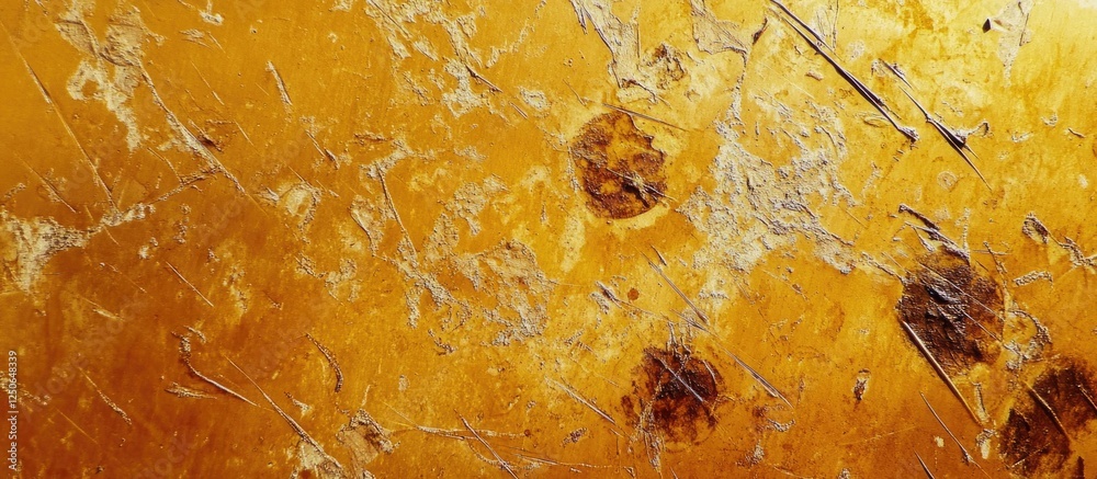 Leinwandbilder textured yellow and brown metal sheet with scratches and spots creating a rustic, industrial look su