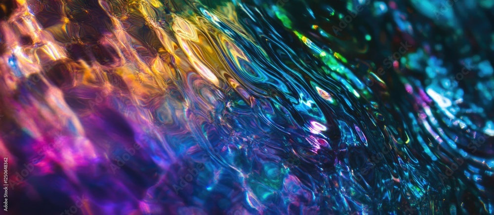 Poster colorful water ripples reflecting light creating a vibrant abstract background with a blend of hues 
