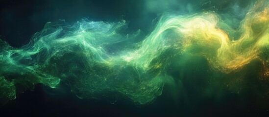 Abstract green and yellow smoke swirling against a black background creating a mystical and ethereal atmosphere for creative projects