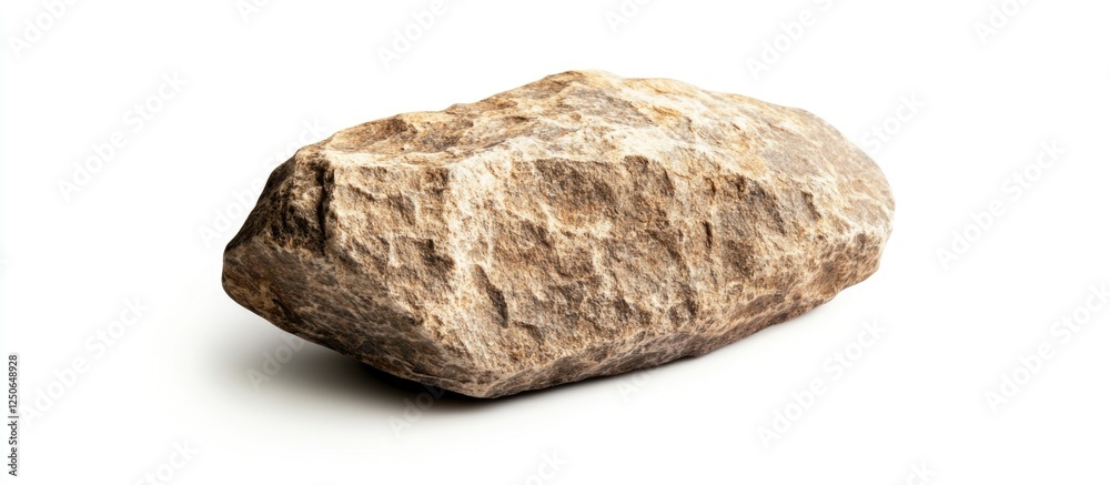 Poster natural textured rock isolated on a clean white background showcasing its unique shape and earthy to