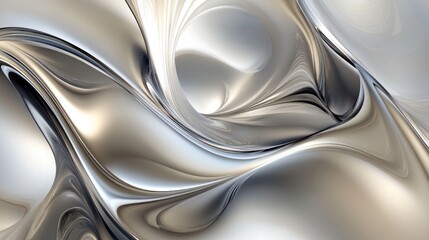 Obraz premium Elegant Silver Metallic Abstract Background with Smooth Flowing Shapes