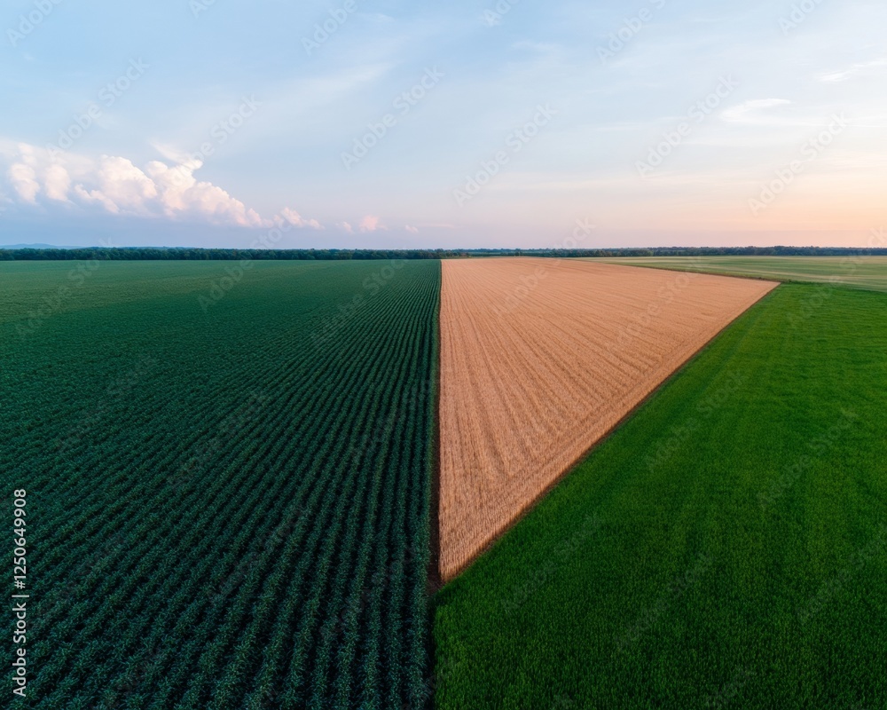 Poster Aerial Drone View Modern Crop Monitoring for Efficient Precision Farming - Sustainable Agriculture with High-Resolution Field Analysis and Environmental Resource Management