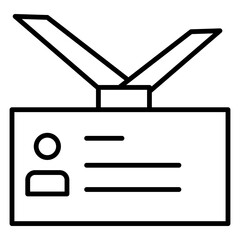 Simple Staff ID Card Outline Icon - Minimalist Vector Illustration