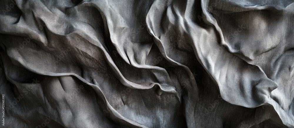 Aufkleber gray wrinkled fabric texture creating an abstract background showcasing depth and elegance in muted 