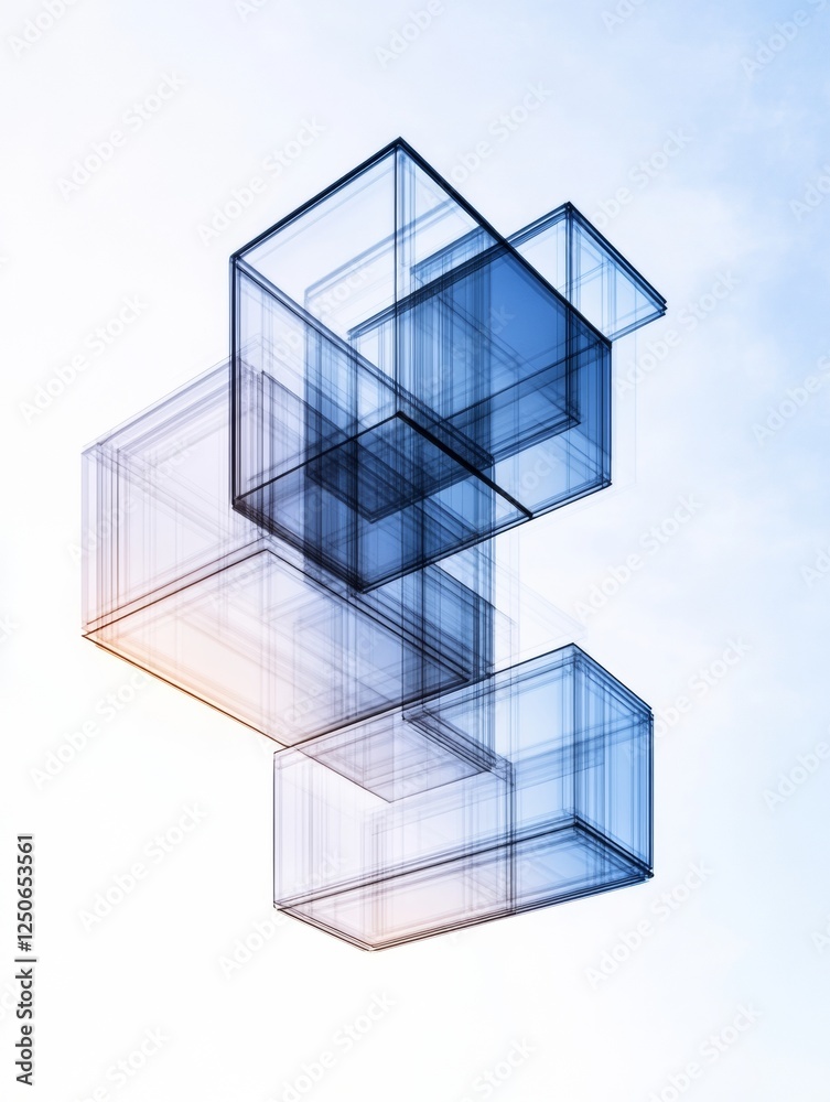 Fototapete futuristic digital ecosystem transparent glass cubes in abstract formation - ai-driven connectivity 
