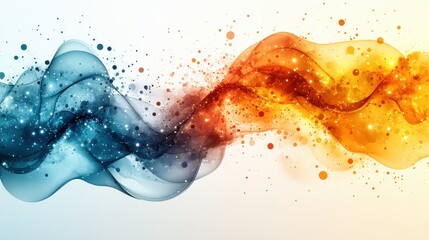 Abstract blue-orange wave, sparkling, flowing, background, design