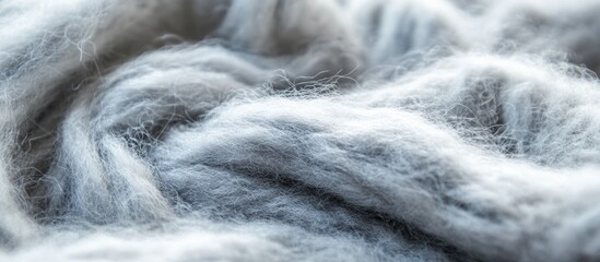 Obraz premium Gray soft wool texture background showcasing natural fibers with a close-up view of fluffy and luxurious gray wool strands.
