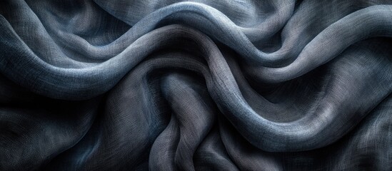 Elegant gray fabric texture with smooth folds and subtle shadows creating a sophisticated background for various design projects.