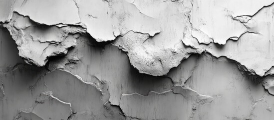 Obraz premium Textured abstract gray concrete wall with peeling layers and depth highlighting wear and age suitable for backgrounds or architectural designs