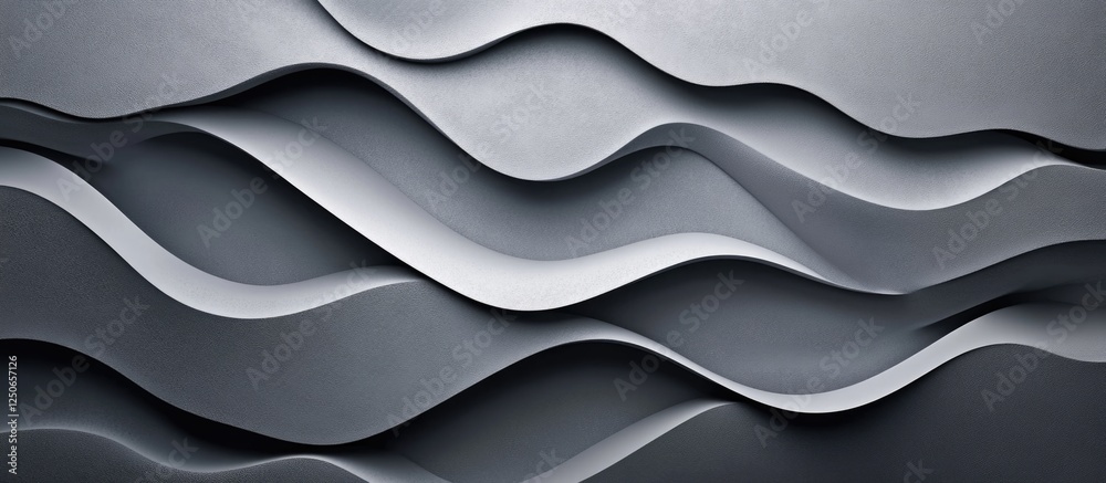 Poster textured gray plaster wall with elegant wave patterns creating a modern abstract background for desi