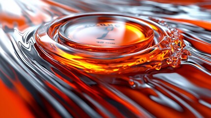Abstract liquid swirl with number one,  Possible stock image