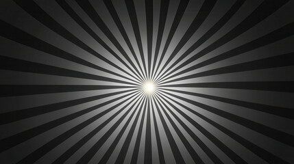 Radiant black and gray rays radiate from central point, creating depth