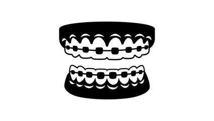 dental Braces symbol , black isolated  silhouette