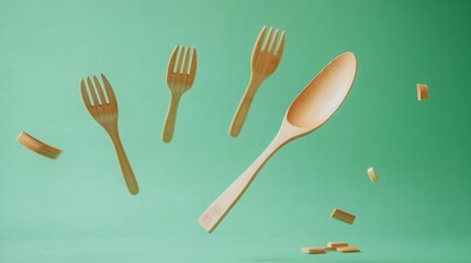 Sustainable Spring Chic Reusable Bamboo Utensils for Earth Day and Mothers Day - Elevate Eco-Friendly Dining with Natural Wood Grain Patterns