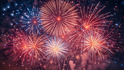 Fototapeta premium Festive Fireworks Display Illuminating Night Sky