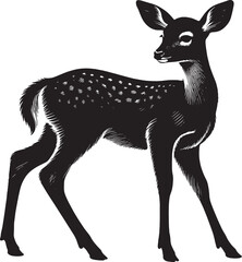 cute fawn (Baby Deer) vector silhouette.