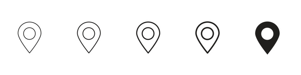 set of 5 pixel perfect Map Marker icon with 1 unexpanded, 1 silhouette, Map marker for navigation, location, GPS and travel-related designs