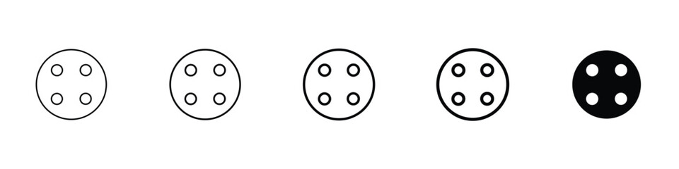 set of 5 pixel perfect Menu dots icon with 1 unexpanded, 1 silhouette, Menu dots icon for navigation, settings and options in mobile apps, websites and user interfaces