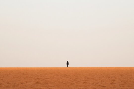 Modern Solitude Atheist Day Reflection - Minimalist Desert Horizon for Contemporary Philosophy and Human Rights Imagery in Social and Cultural Campaigns