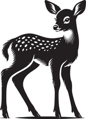 cute fawn (Baby Deer) vector silhouette.