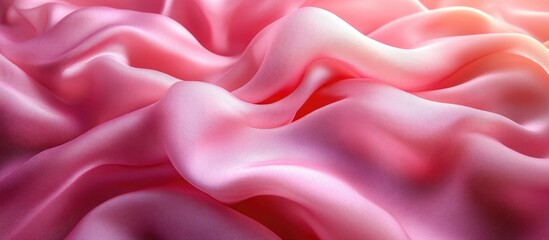 Obraz premium Pink fabric texture with soft waves and gentle folds creating an elegant and luxurious background ideal for fashion and design themes.
