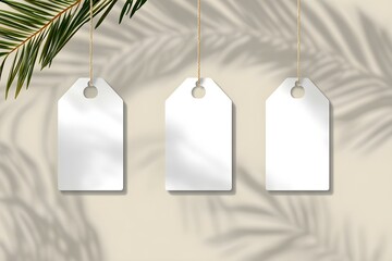 Realistic Tags Mockup: Four Blank White Tags with Optimized Design