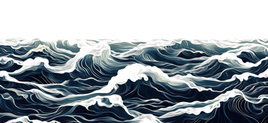 abstract background with blue waves isolated on white background PNG.AI GENERATED