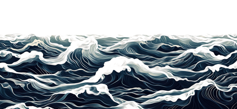 abstract background with blue waves isolated on white background PNG.AI GENERATED