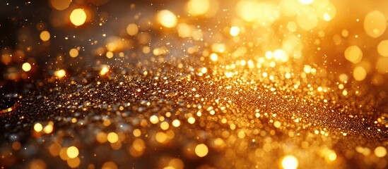Golden glittering texture with reflections capturing the essence of wealth and luxury in an abstract, atmospheric background.