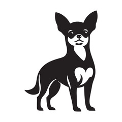 Chihuahua silhouette with a poised and sophisticated form - Chihuahua illustration - minimal Chihuahua vector - dog silhouette
