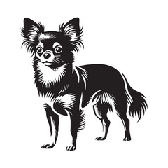 Chihuahua silhouette presenting a confident and stylish stance - Chihuahua illustration - minimal Chihuahua vector - dog silhouette
